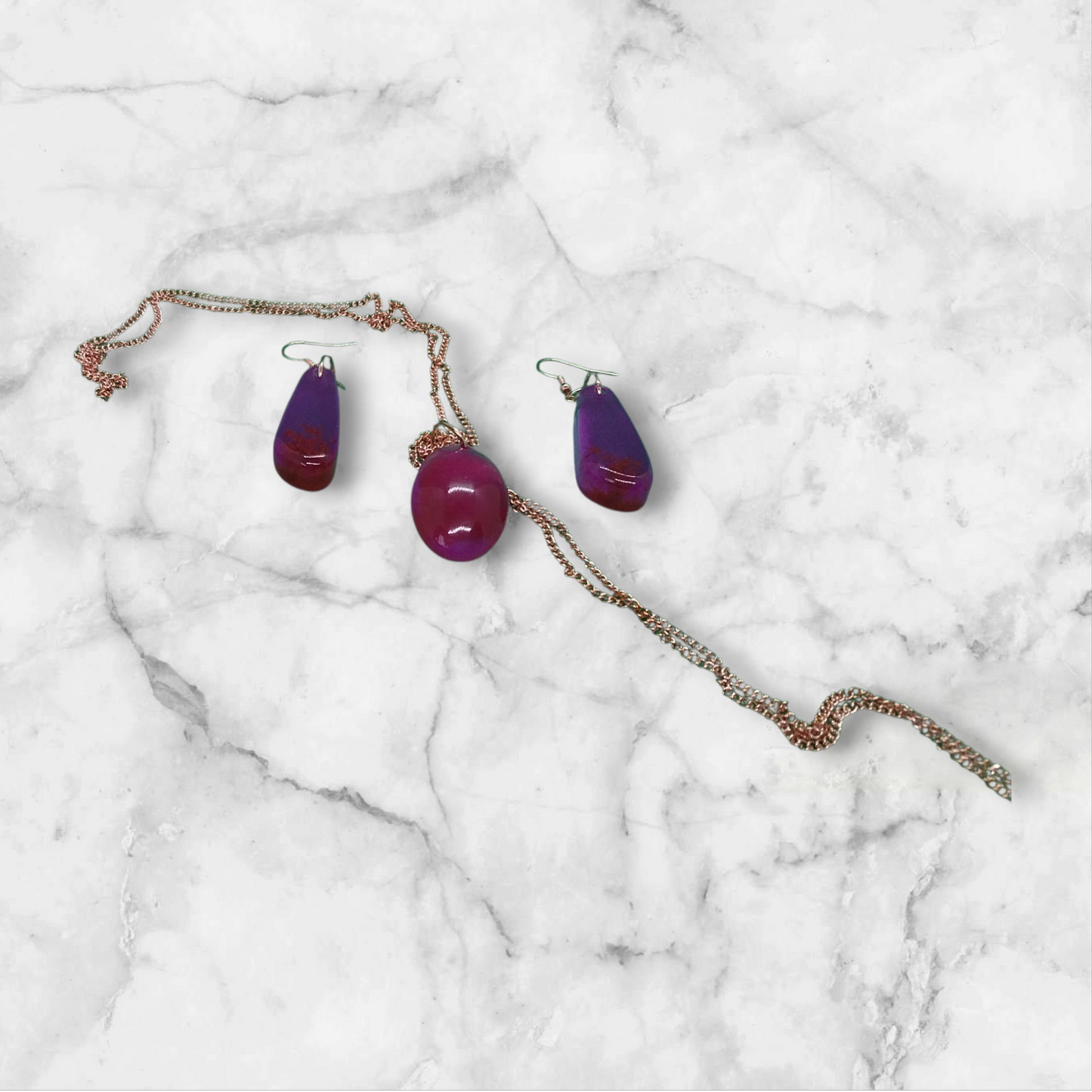 Copper Violet Earring/Pendant Set