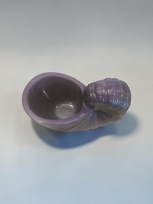 Artymunk3y iridescent purple nautilus shell decorative bowl with intricate ridges, perfect for trinkets or coastal decor.