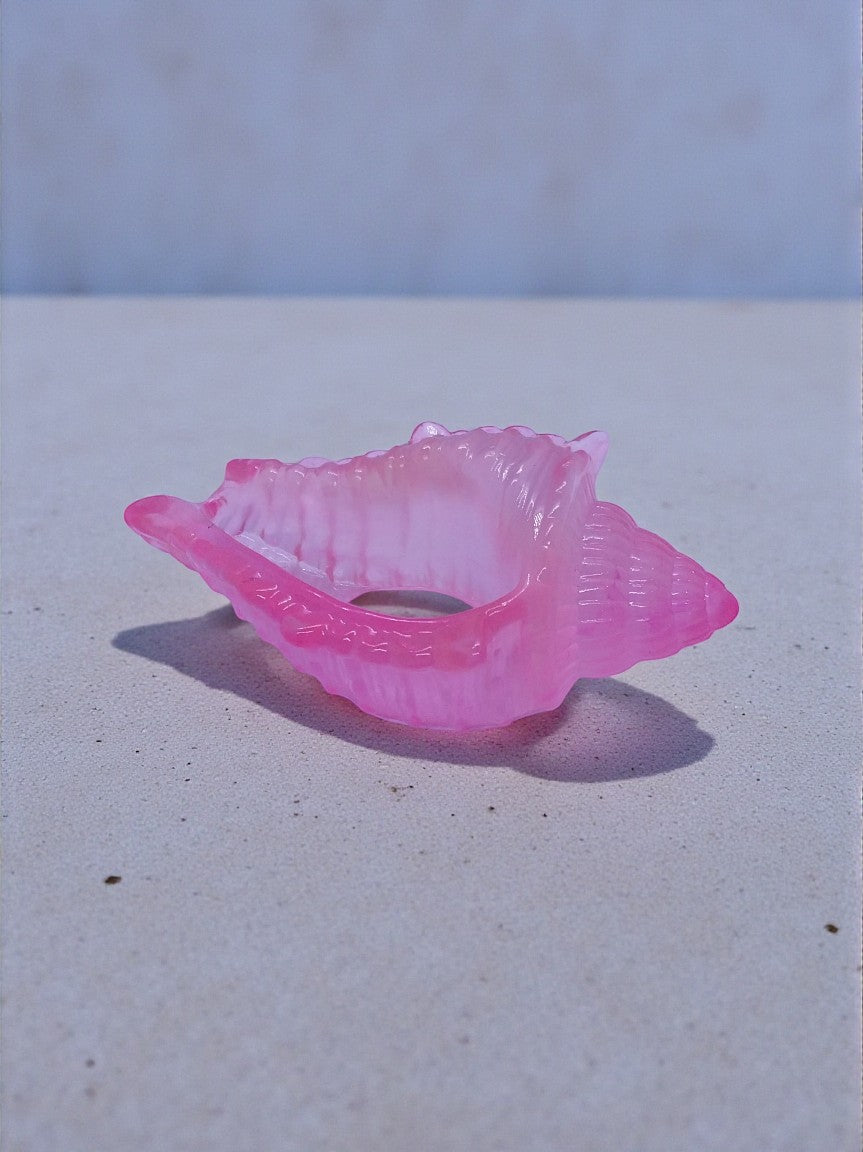 Artymunk3y pink translucent resin seashell trinket dish for rings and small treasures.
