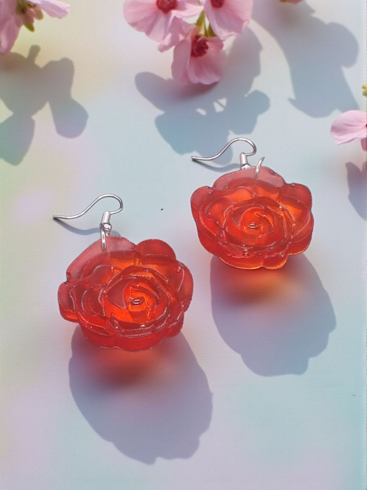 Orange Rose Earrings