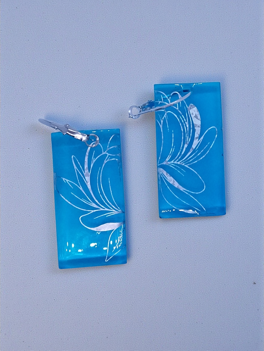 Blue holographic earrings