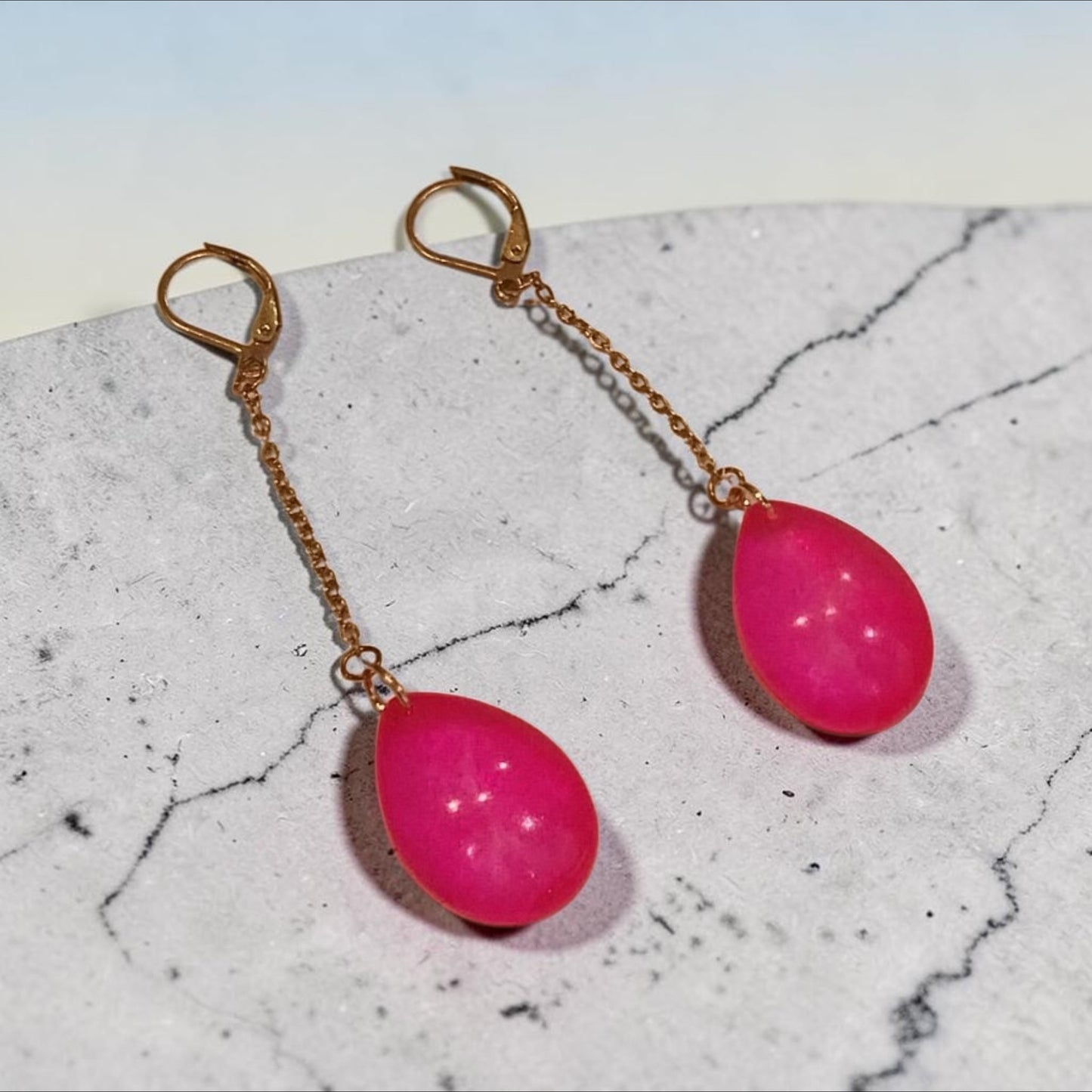Pink Teardrop Earrings
