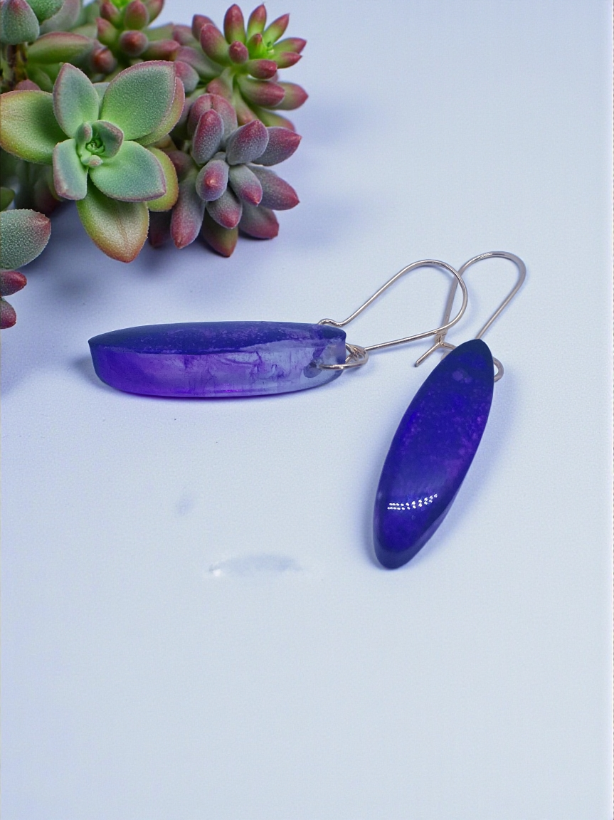 Purple Oval Earrings
