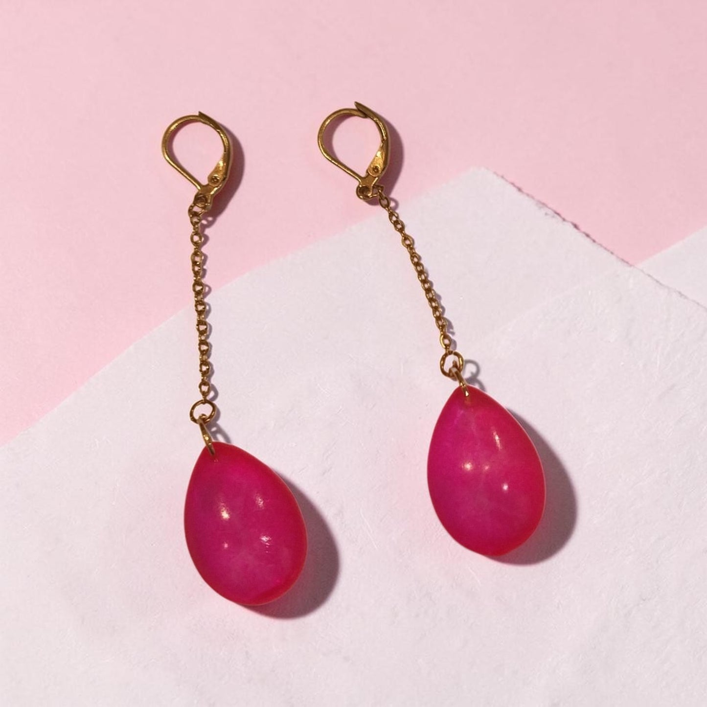 Pink Teardrop Earrings