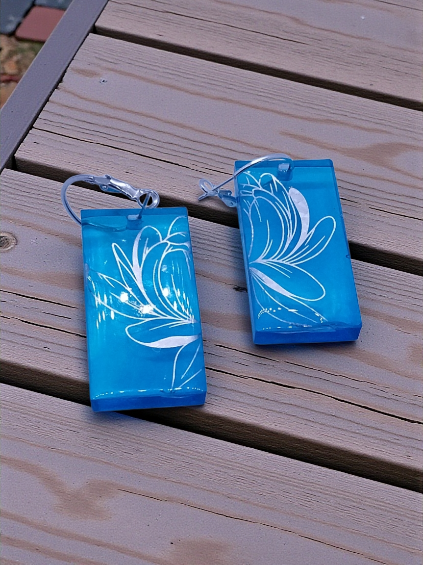 Blue holographic earrings