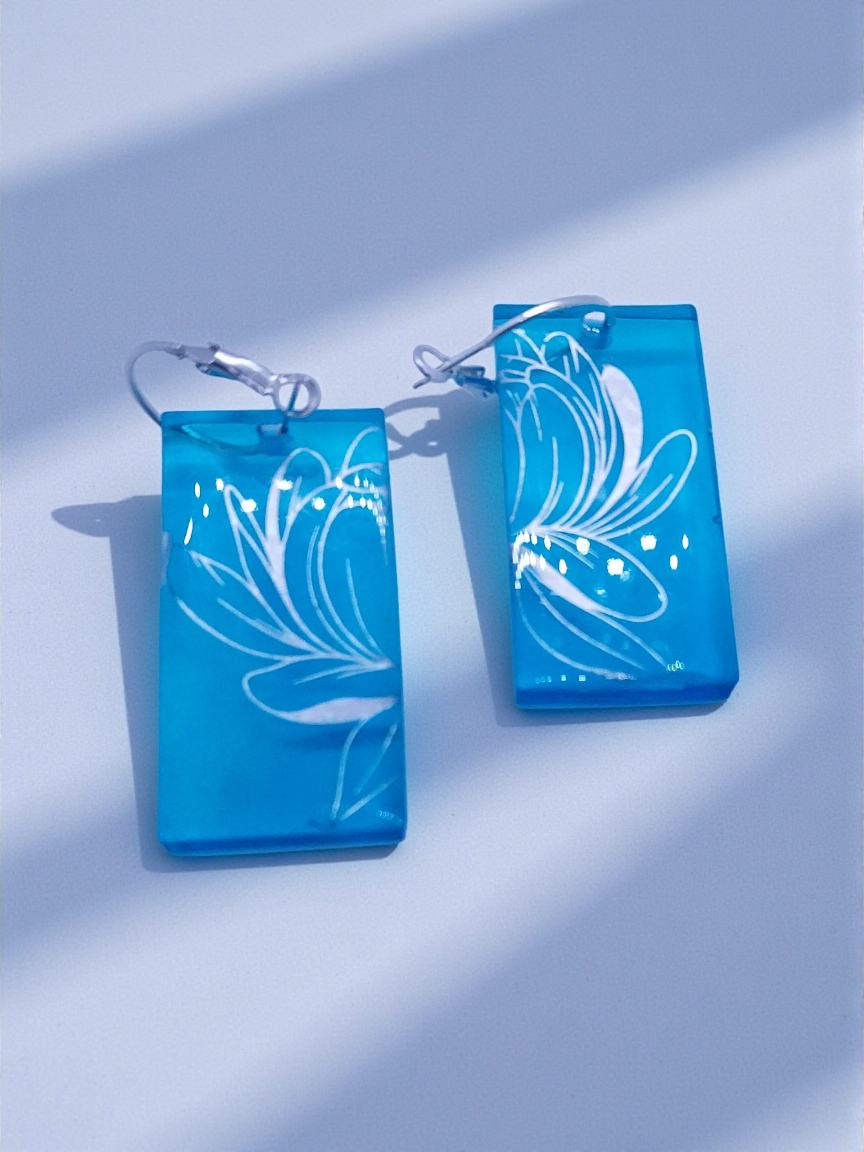 Blue holographic earrings