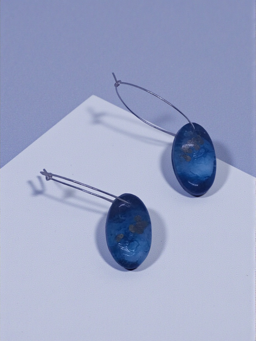Deep Blue Oval Earrings