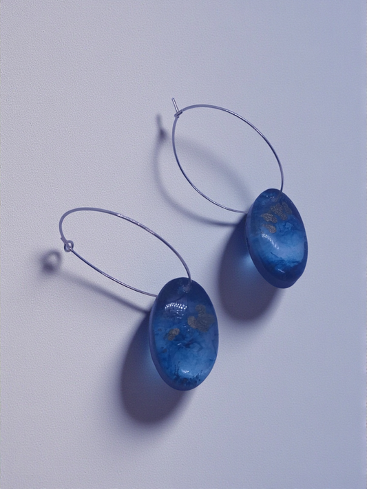 Deep Blue Oval Earrings