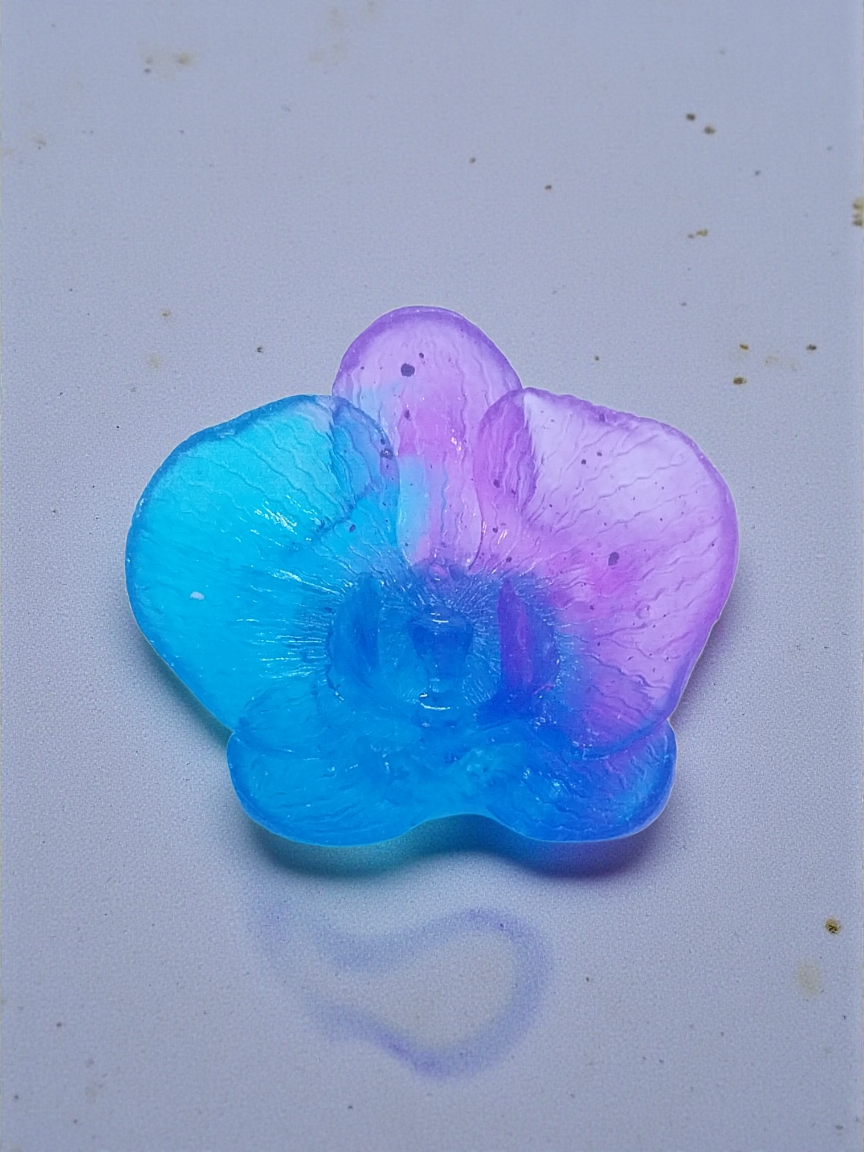 Blue and Pink Orchid Brooch