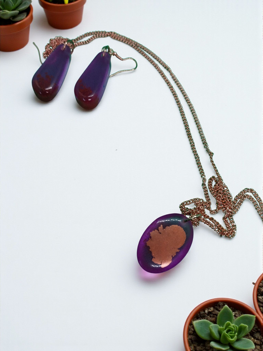 Copper Violet Earring/Pendant Set