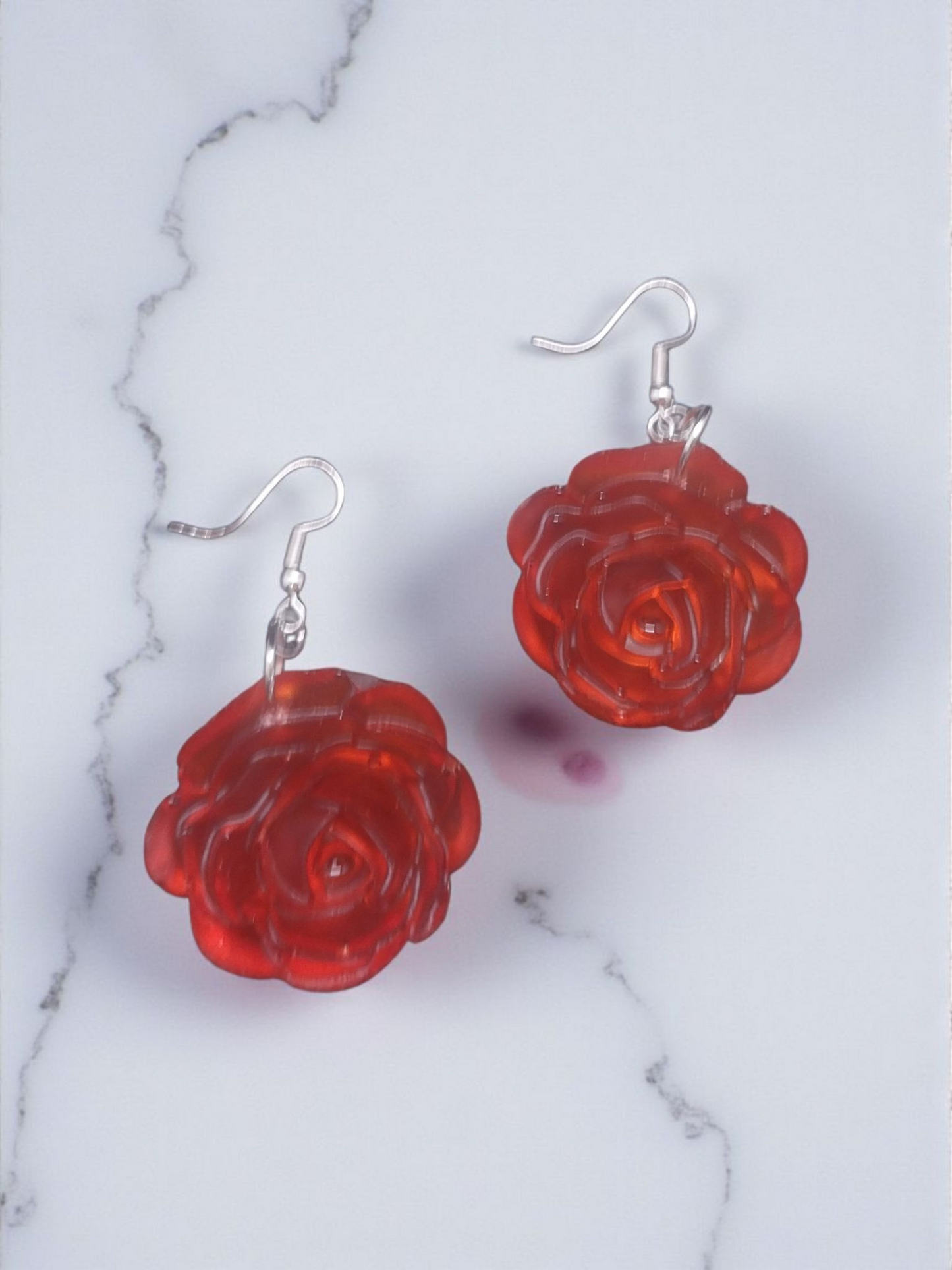 Orange Rose Earrings
