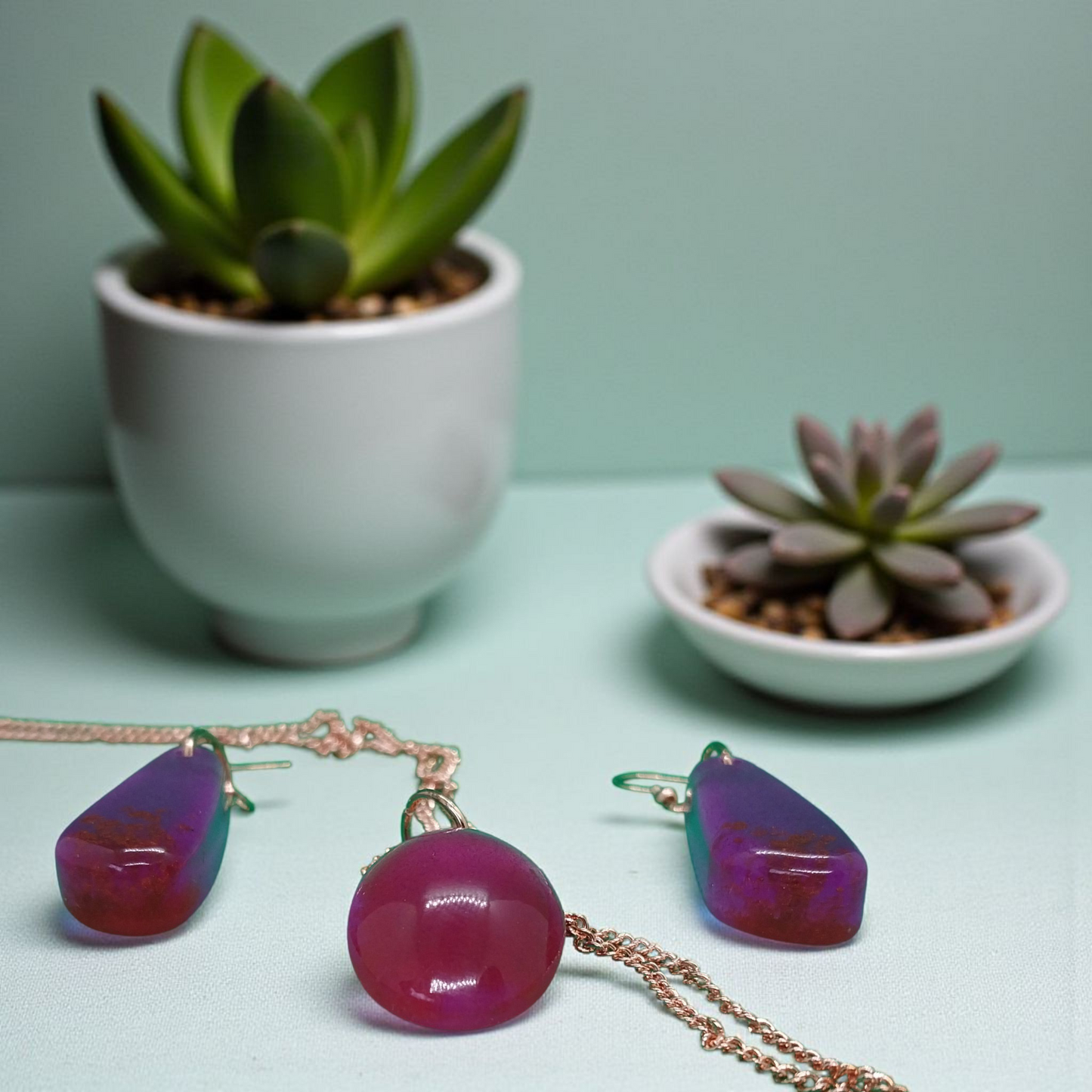 Copper Violet Earring/Pendant Set